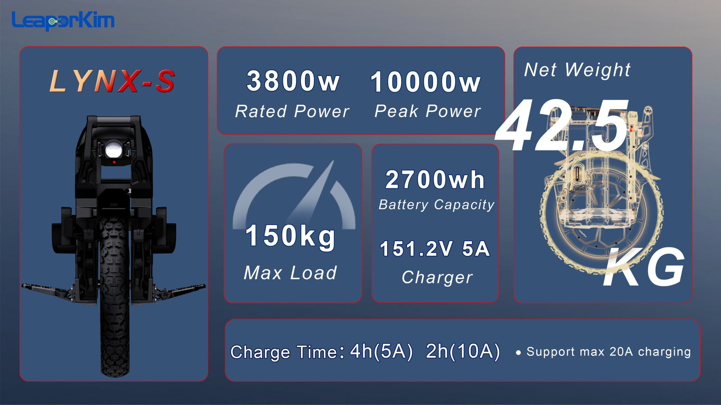 Leaperkim Lynx-S EUC - 151V 2700Wh Battery - 3800W Electric Unicycle
