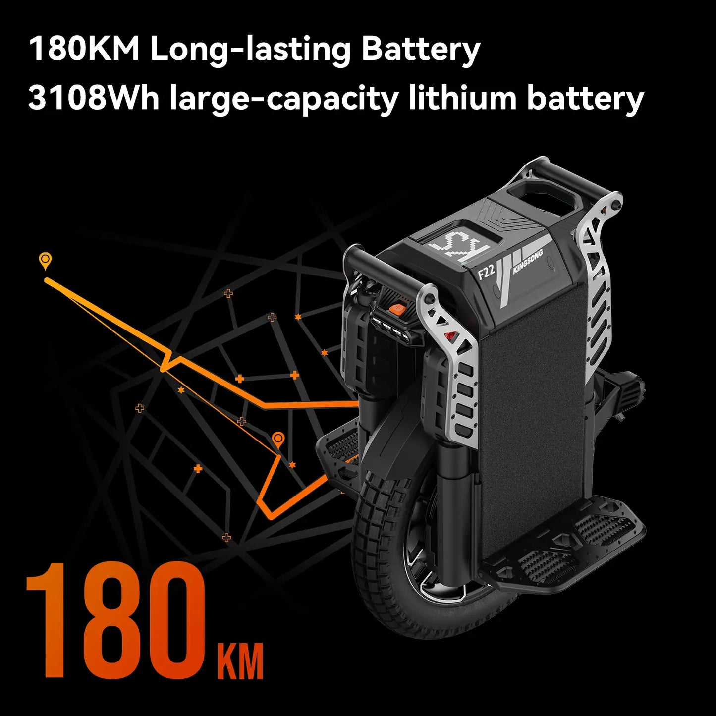 King Song F22 Pro Electric Unicycle – 12000W Motor, 180KM Range, 130+km/h High-Speed Performance EUC