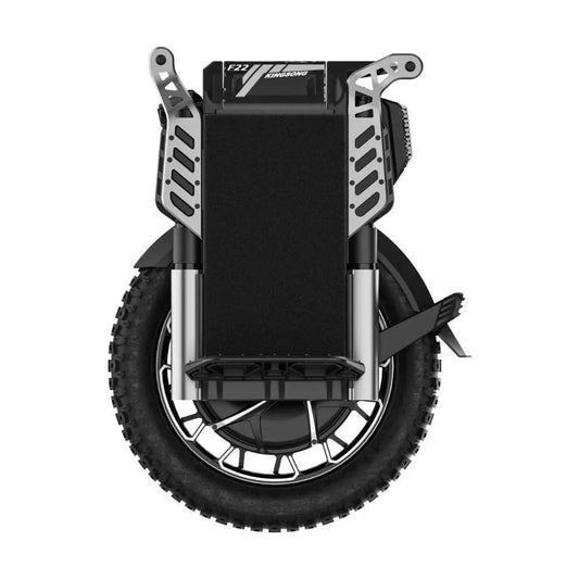 Kingsong F22 Pro electric unicycle with rugged off-road tire, foldable foot pedals, and sturdy frame designed for advanced EUC riders seeking durable next gen mobility.