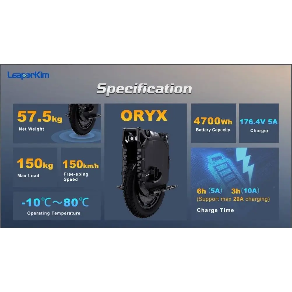 Leaperkim Oryx EUC - 176V 4700Wh Battery - 4200W Electric Unicycle - EUC
