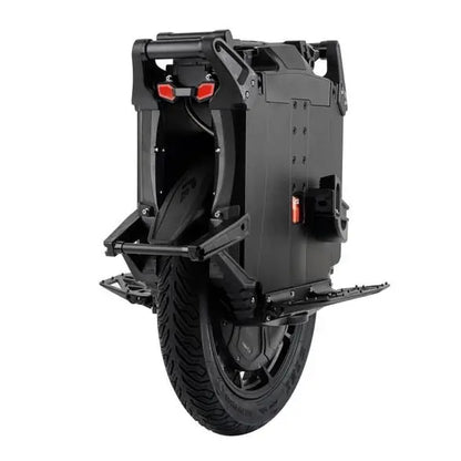 Leaperkim Sherman L Electric Unicycle - 151V 4000Wh Long Range EUC - 90mm Suspension in black, showing the rear and side view with sturdy tire and foldable foot pedals.