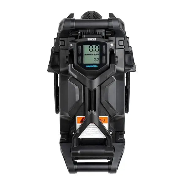 Top front view of the black Leaperkim Sherman L Electric Unicycle - 151V 4000Wh Long Range EUC - 90mm Suspension, featuring a digital display and sturdy frame design.