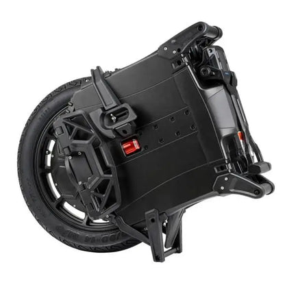 Side view of the Leaperkim Sherman L Electric Unicycle - 151V 4000Wh Long Range EUC - 90mm Suspension showing the tire, chassis, and kickstand components designed for durability and long-distance riding.